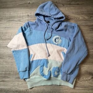 Cookies Hoodie Mens Medium Blue Colorblock Puff Logo Streetwear Pullover L20